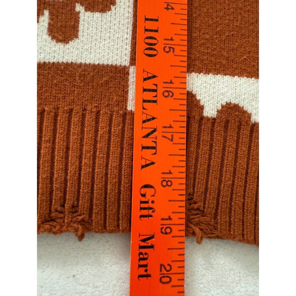 Pol Woman's Daisy‎ Flower Rust Brown Cropped Sweater Large Checkered Raw Hem - Picture 10 of 11